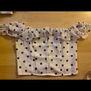 White polka dot cropped top!